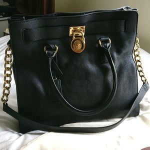 Michael Kors Hamilton large black with gold hardware